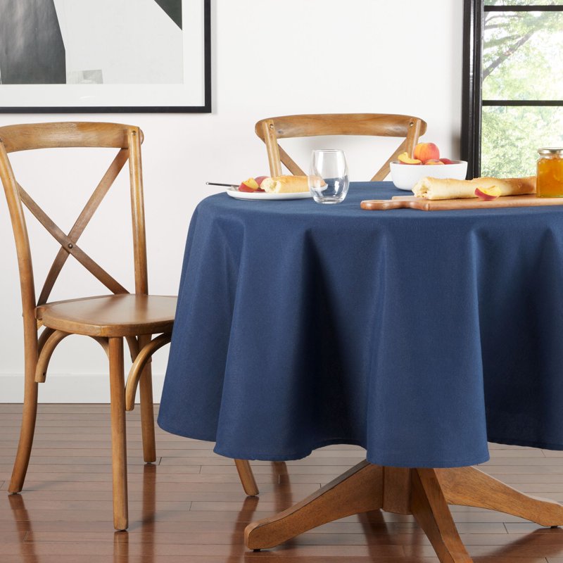 Navy Fabric Tablecloth, 70" Round - Blue Variation