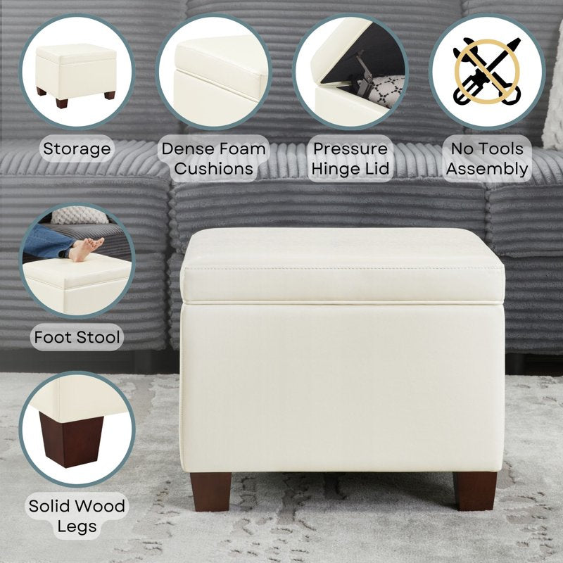 Madison Storage Ottoman - Faux Leather, Multiple Colors