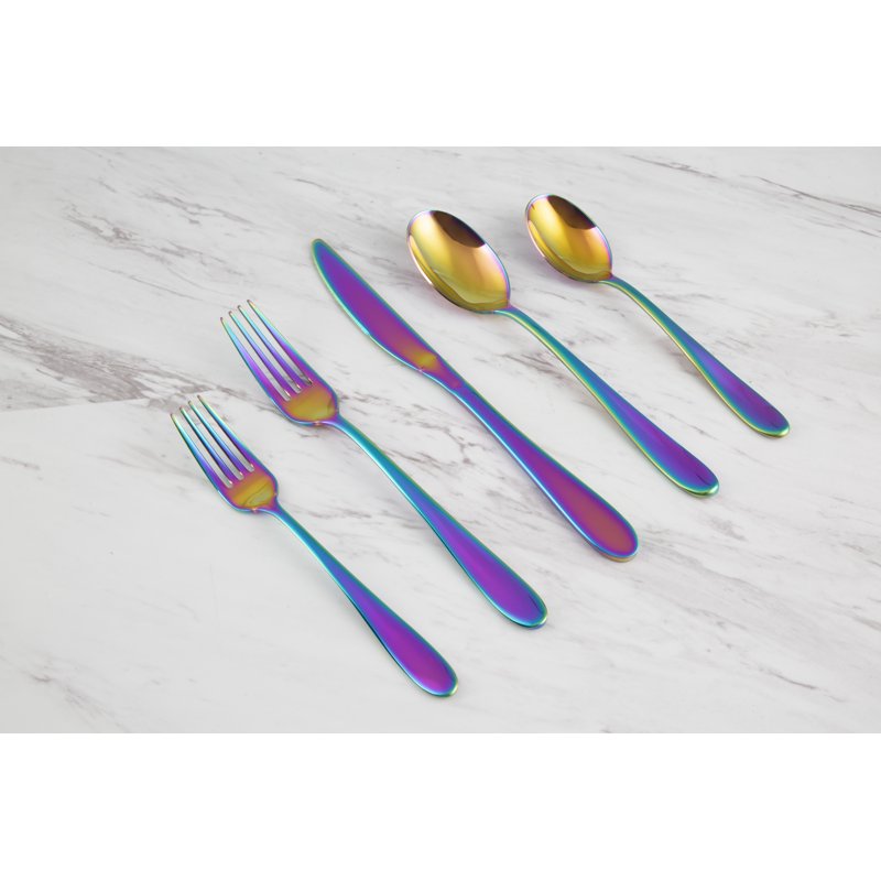 Rainbow Mirror Stainless Steel Dinner Knife Set - Multicolor, 4 Pack