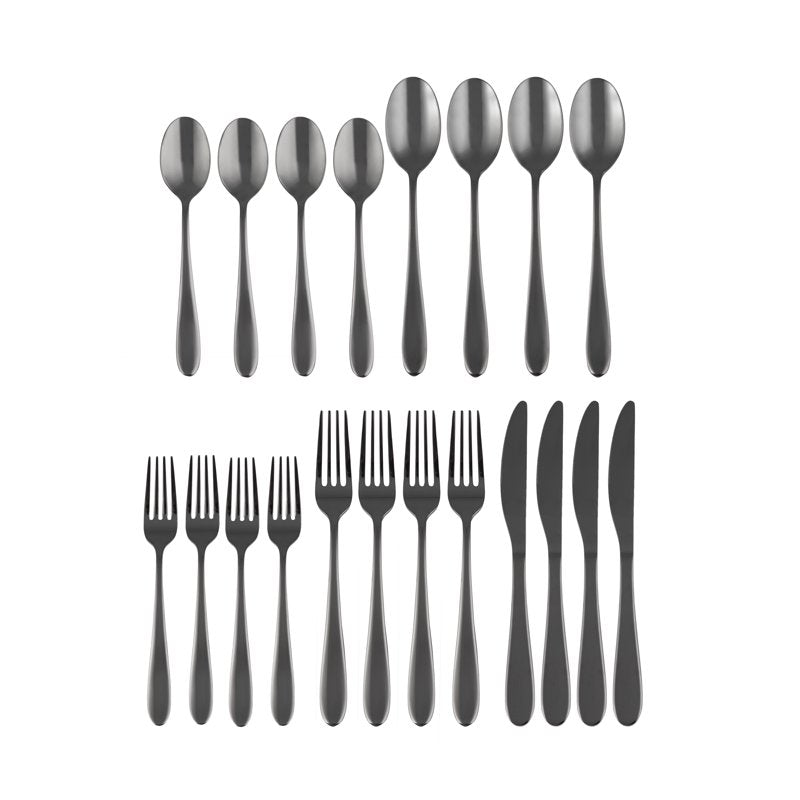 20-Piece Black Mirror Flatware Set - Service for 4