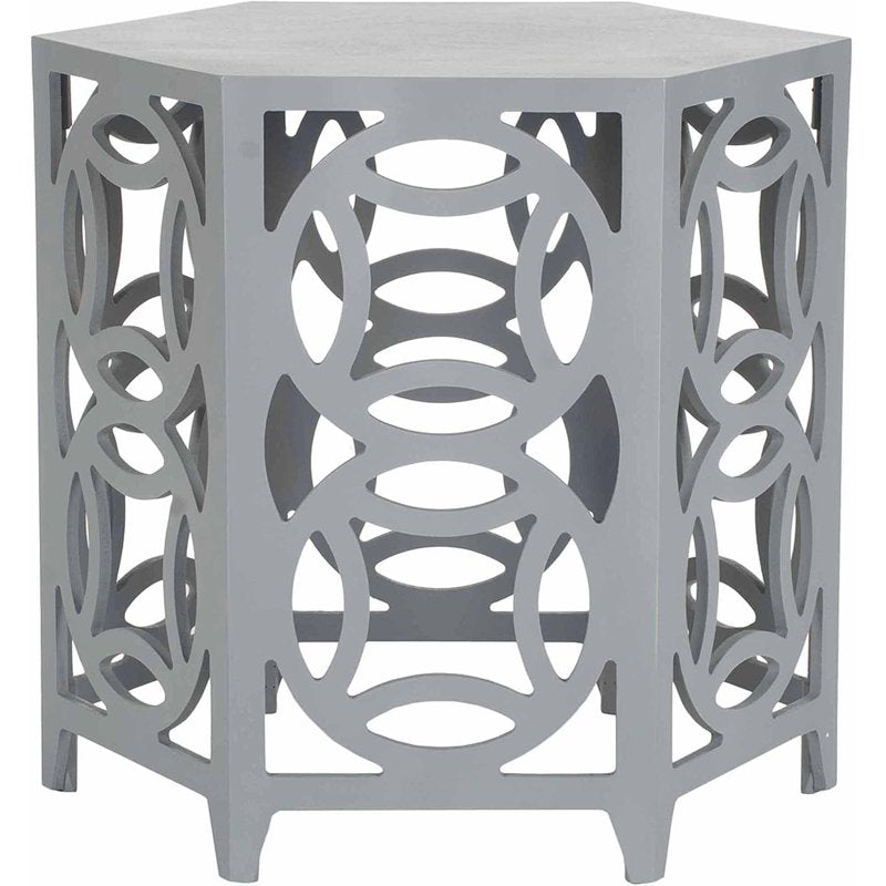 Geometric Hexagon Side Table - Pearl Blue Grey