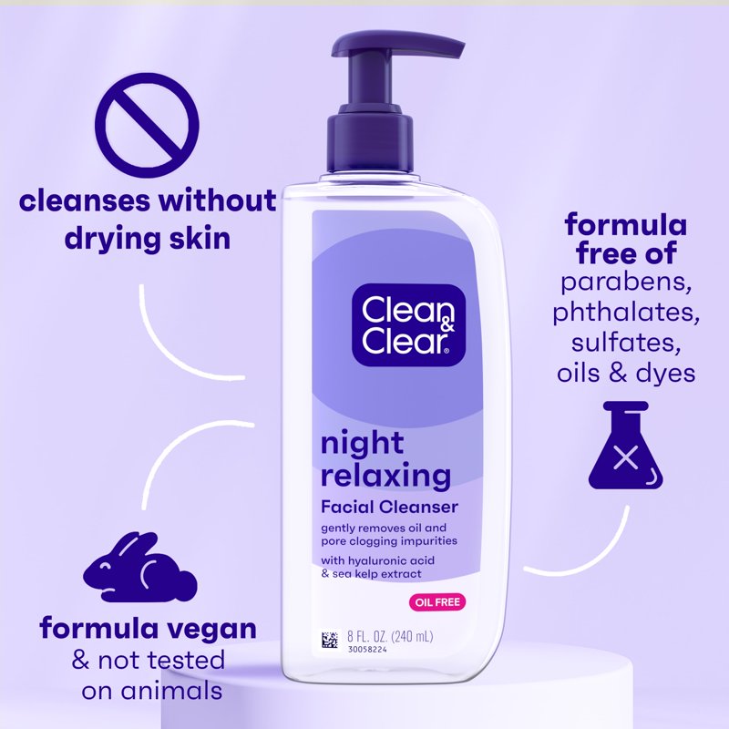 Night Relaxing Foaming Facial Cleanser, Oil-Free Face Wash, 8 fl. oz