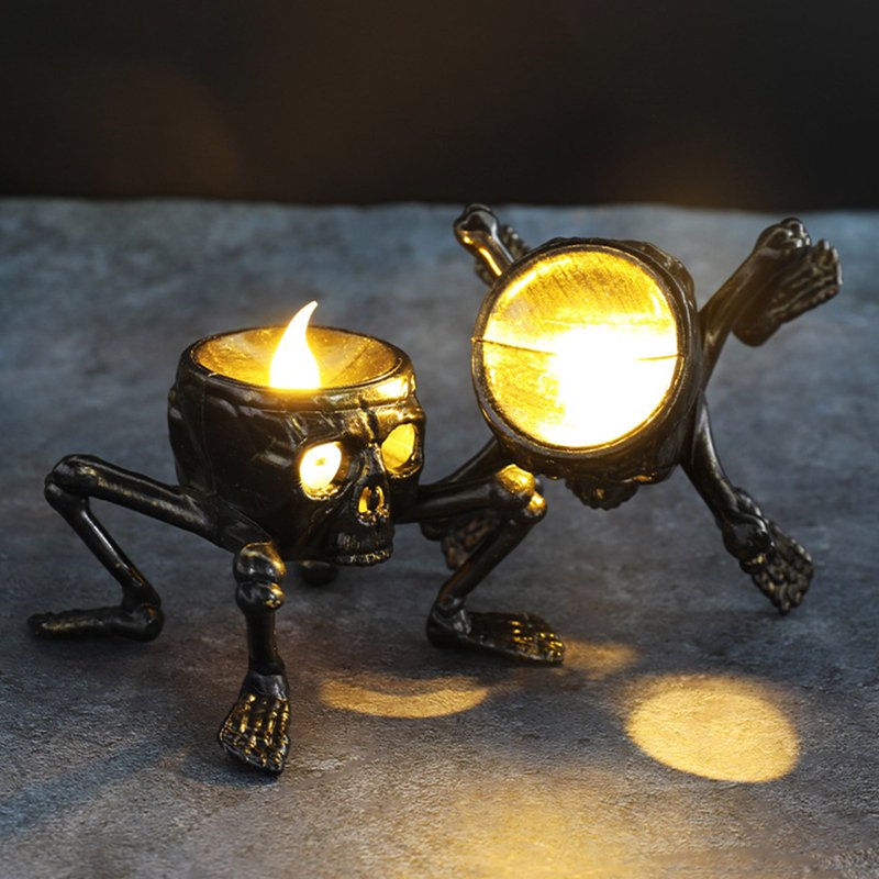 LED Skull Candle Lamp - Flameless Halloween Decor for Indoor & Outdoor Use