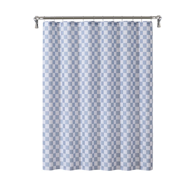 Mainstays Blue Check Printed Fabric Shower Curtain - 72 x 72 Inches - Curtain