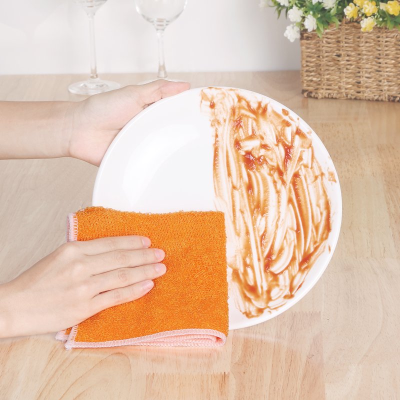 12 Pcs Microfiber Kitchen Cloths - Absorbent Rayon Bamboo Towel 7" x 9" - Orange