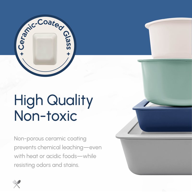 Large Square Glass Food Storage Containers - 2 Pack
