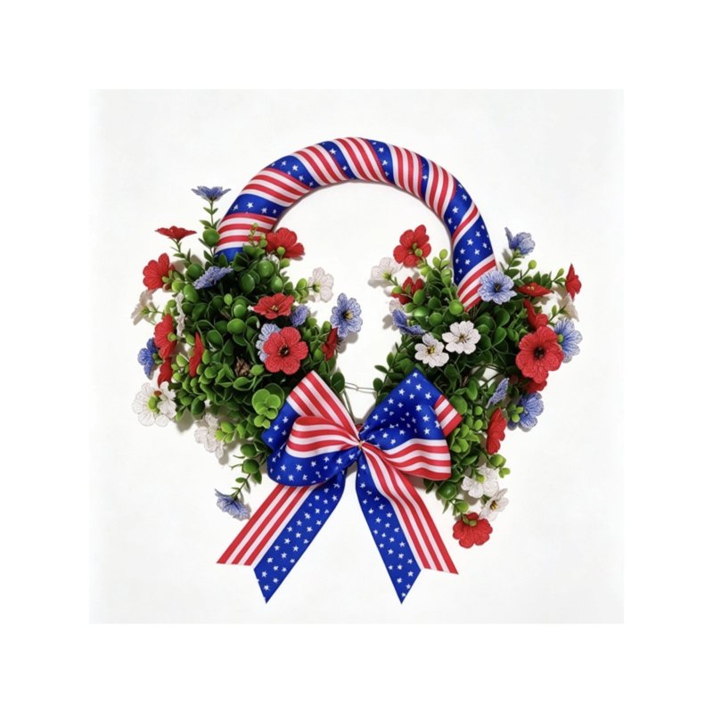 Nkmbld 4th of July Patriotic Wreath - Red White Blue Hydrangea Front Door Decor Z0A