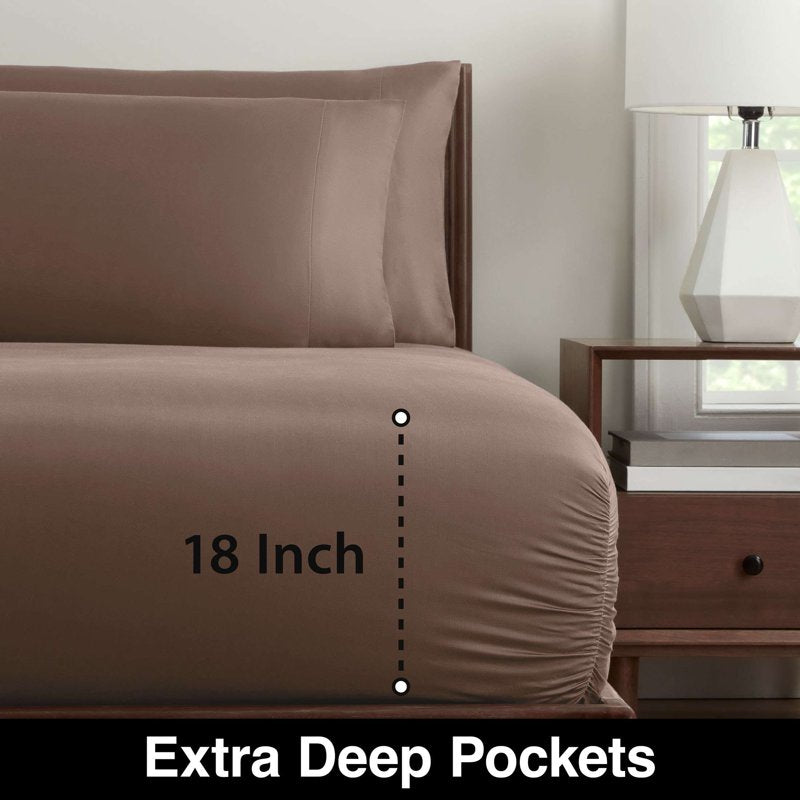 Allswell Soft & Silky Queen Viscose Bamboo Bed Sheet Set - Savanna Taupe