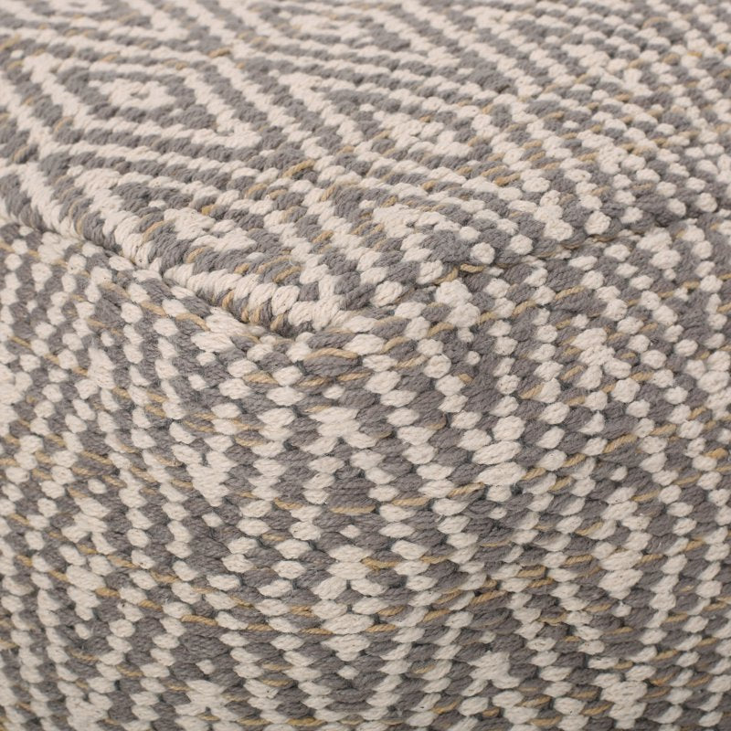 Cotton Cube Pouf - Handcrafted Boho Style, Gray Variation