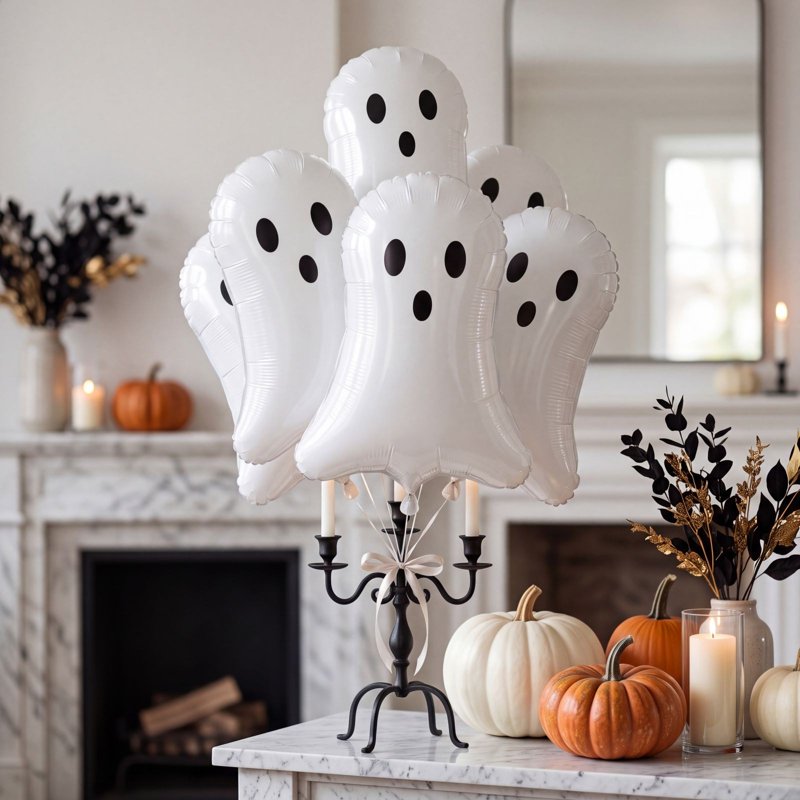 Halloween Ghost Balloons Set of 50 - White Latex Party Decorations for Spooky Celebrations