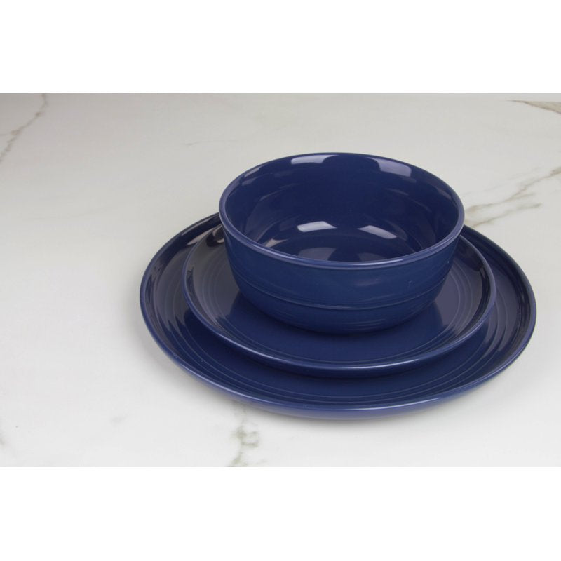 Cobalt Blue Round Stoneware Salad Plate Set of 6 - 8.25"