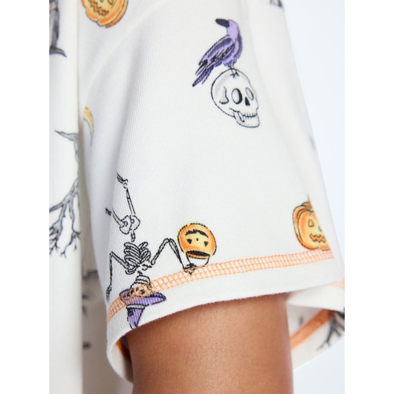 Women's Halloween Fall Hacci Knit Sleep Top XS - Spooky Cozy Lounge Wear