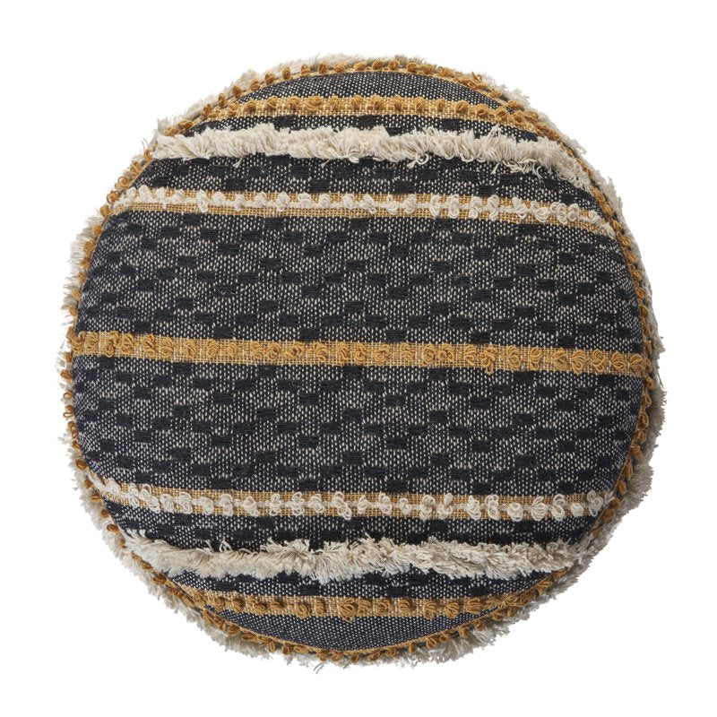 Multicolor Over-Tufted Round Indoor Pouf Ottoman - 18x18x14 Inches