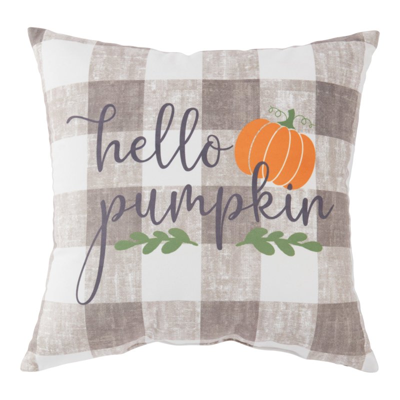 Plaid Throw Pillow 18 Inch - Red, Orange, Yellow Indoor Cushion