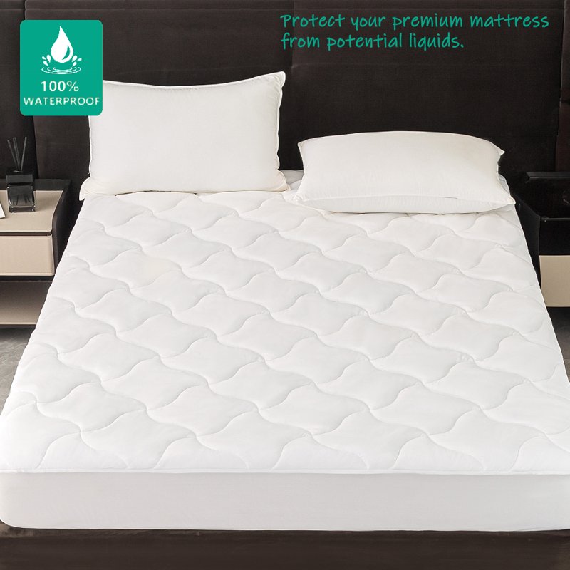 Queen Waterproof Mattress Pad - Extra Thick, Quilted, Microban & Scotchgard