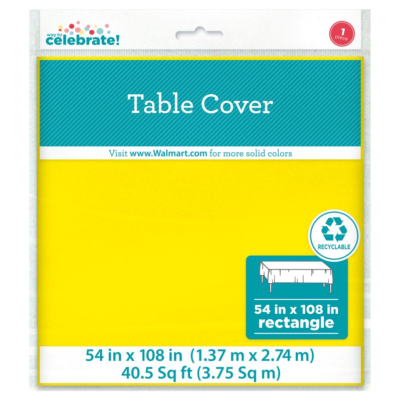 Yellow Rectangular Plastic Table Cover - 54" x 108" - Single