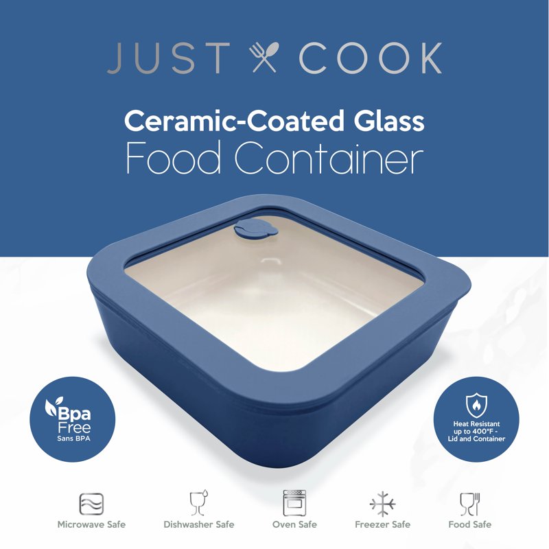 Large Square Glass Food Storage Containers - 2 Pack