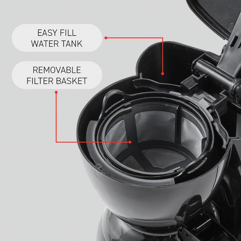 4-Cup Automatic Drip Coffee Maker with Reusable Filter - Compact Design