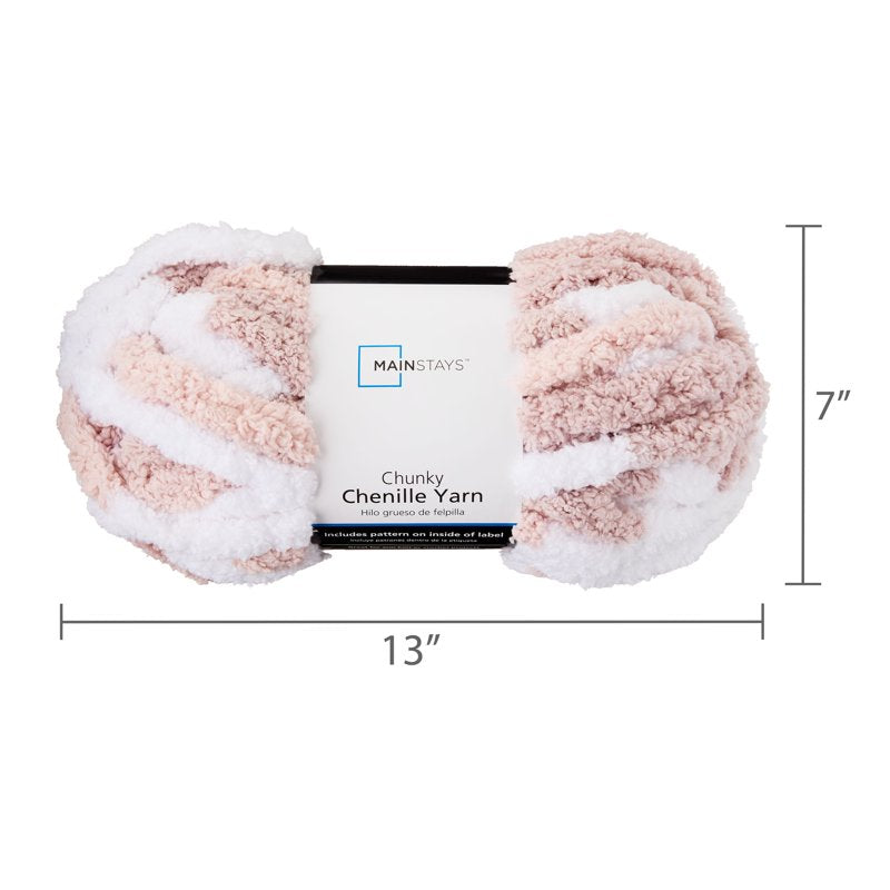 Chunky Chenille Yarn Pink Sands 31.7 yd Super Bulky Craft Fiber