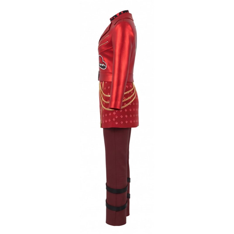 Girls Red Wonderland Costume Set with Heart Graphic Jacket Skirt & Leggings - Wine, 11-12Y