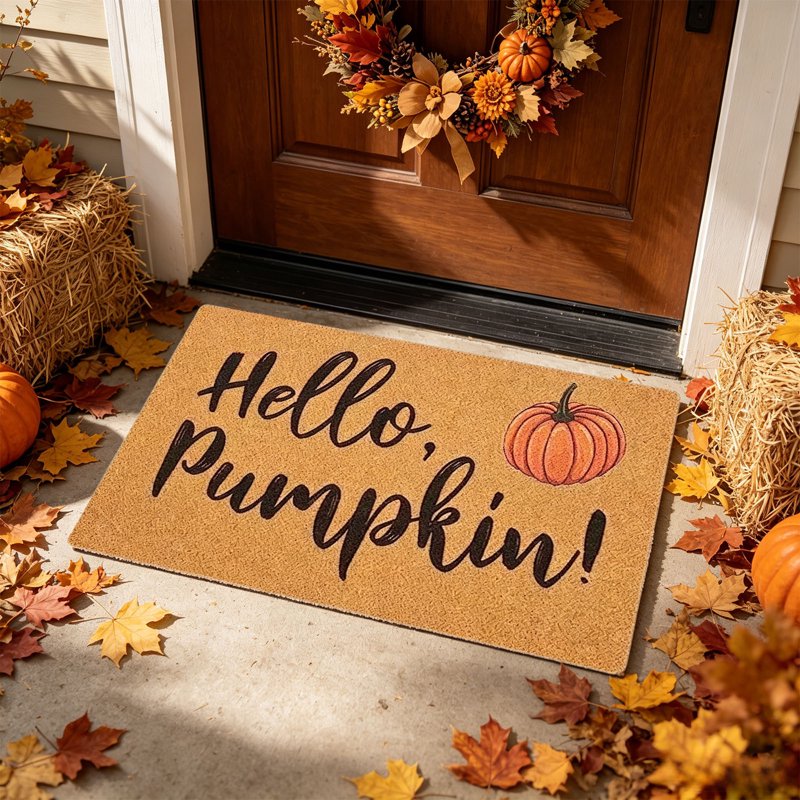 Halloween Door Mat 24x16 Inch Pumpkin Doormat Non Slip Entryway Rug - Pumpkin-E