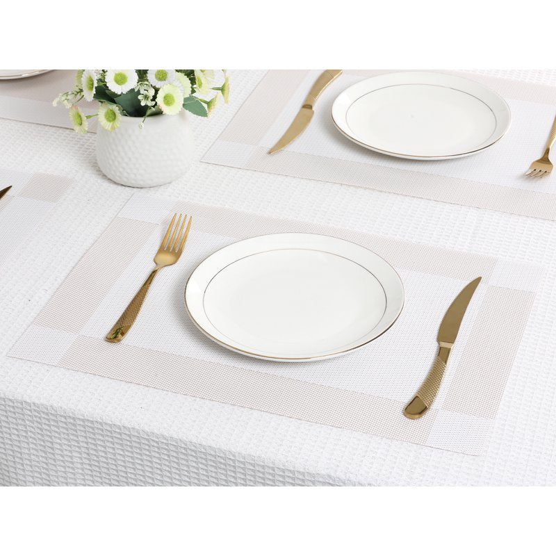 Washable Heat Resistant Table Placemats - White, 18x12 in, Set of 8