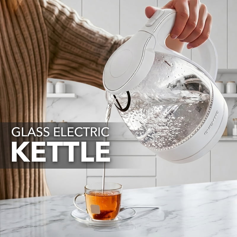 1.5L Electric Glass Kettle - White, Fast Boiling, BPA-Free