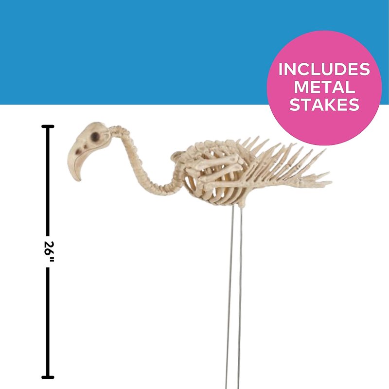 27-Inch Flamingo Skeleton Halloween Yard Decoration - Spooky Outdoor Decor