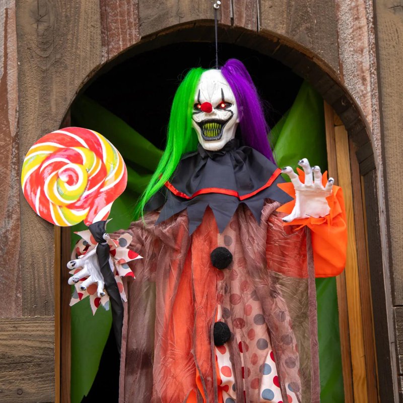 Light-Up Hanging Clown Prop for Halloween Decorations - 4.5 Ft