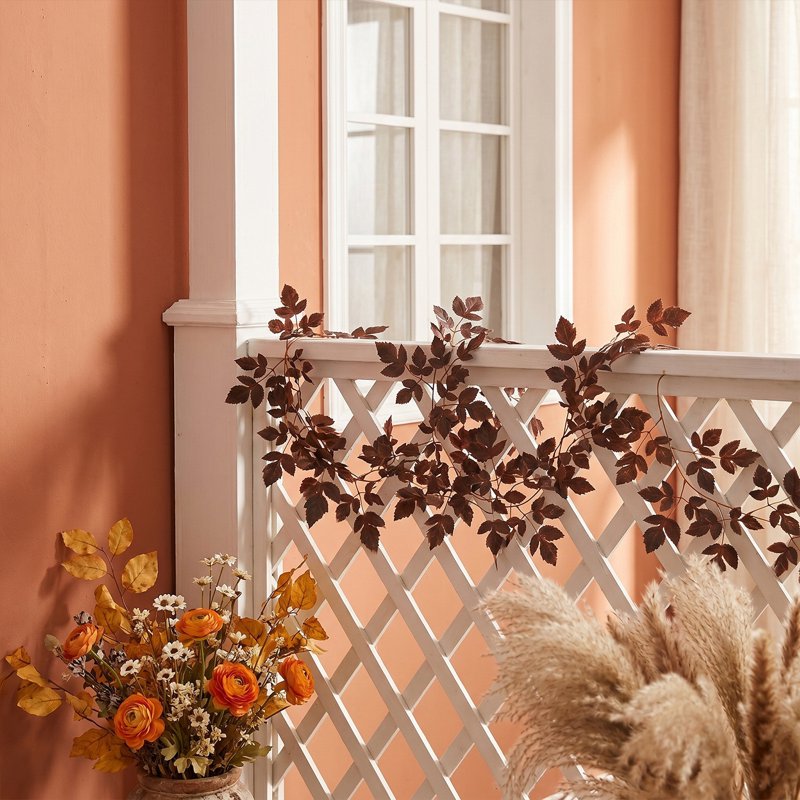Fall Leaf Garland with Flexible Wire Stems - Red A Autumn Foliage Decor