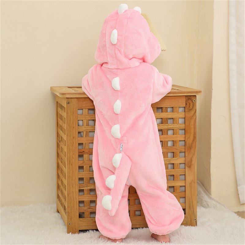 Pink Dinosaur Baby Romper - 12-18 Months Unisex Animal Costume for Winter & Fall