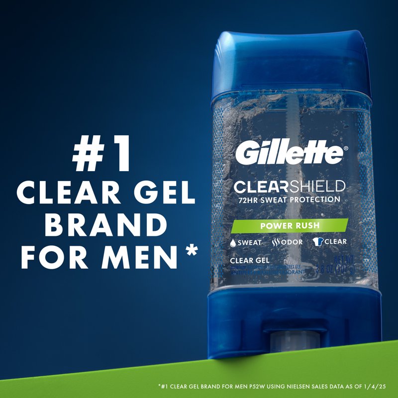 Clear Gel Antiperspirant and Deodorant for Men - Power Rush Scent, 3-Pack