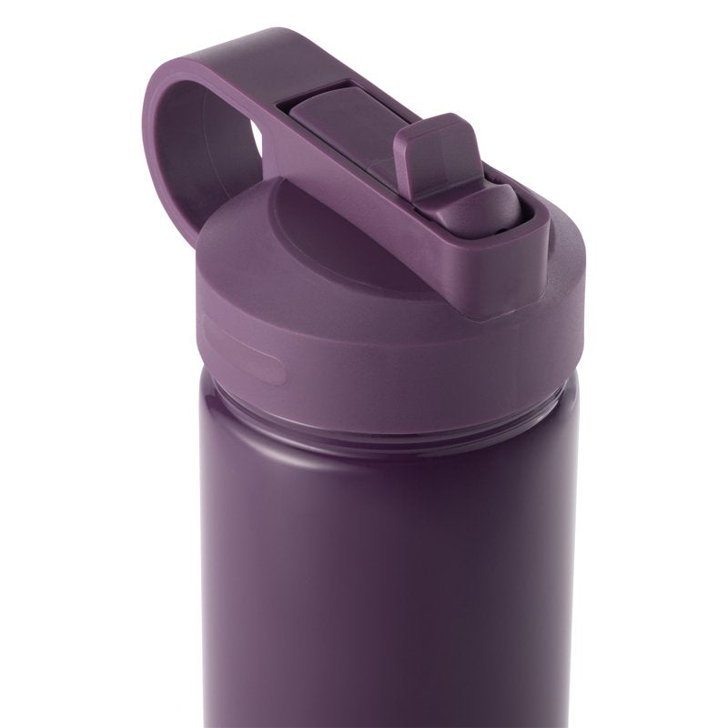 26 oz Water Bottle with Straw Lid - Purple Gloss & Moon Gold Charm