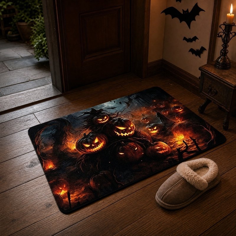 OutmaxHome Halloween Creepy Night Doormat E - Non-Slip Absorbent Front Door Mat