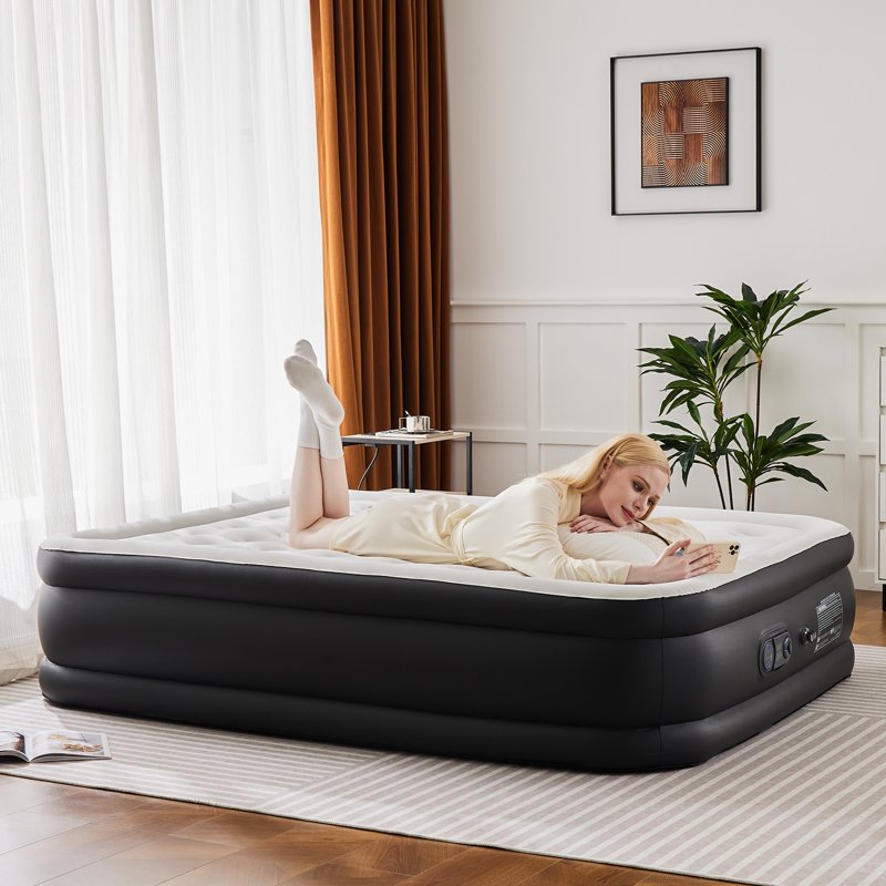 Queen Size Air Mattress Bed with Built-In Pump - 22 Inch Portable Inflatable Bed for Camping & Guests - Variation of THIS Listing