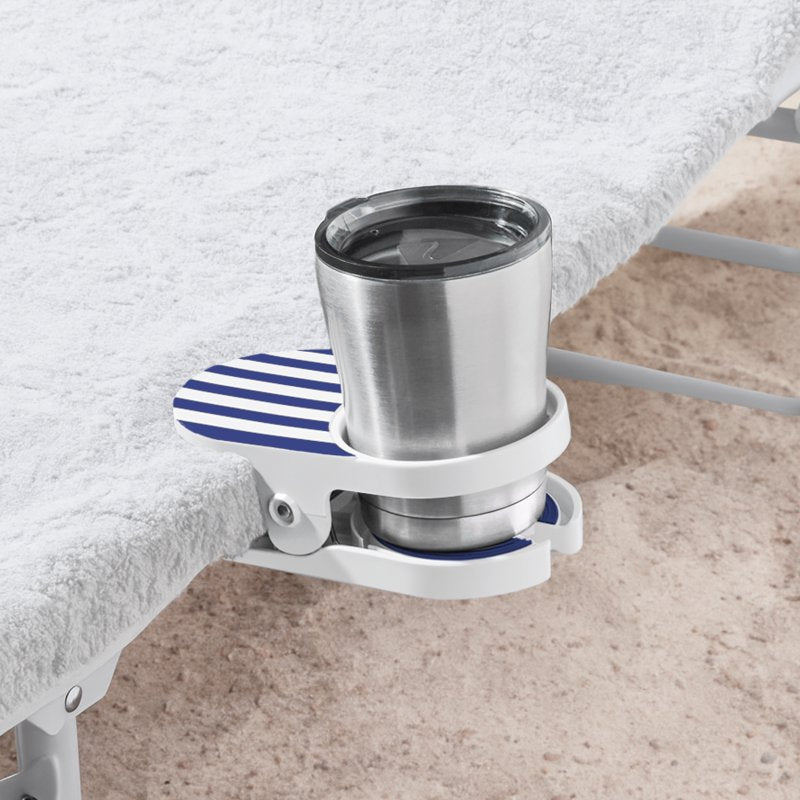 Drink Clip - Blue Stripe, Sturdy Double-Sided Drink Holder