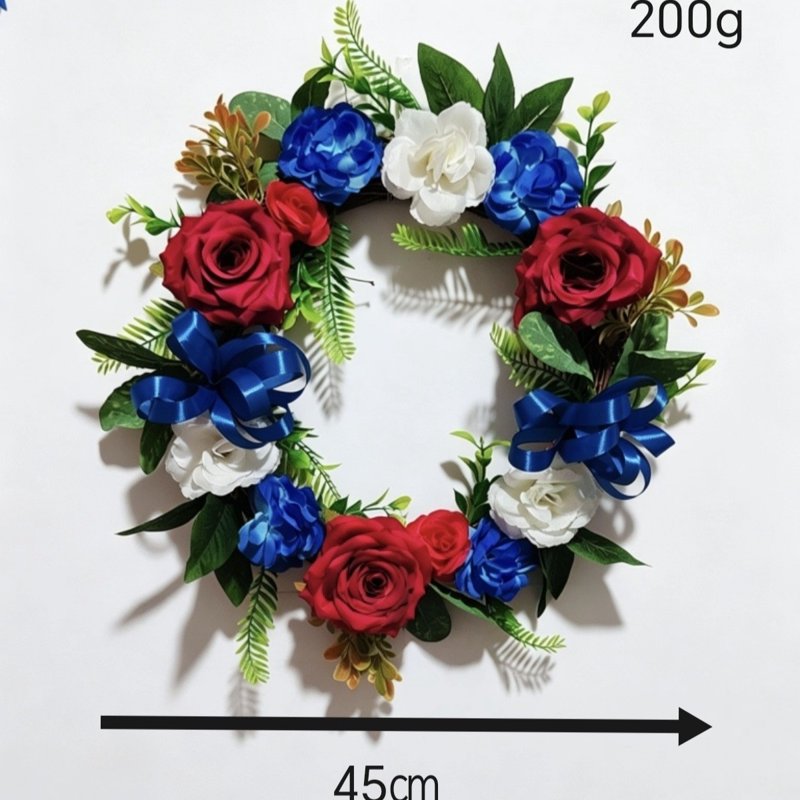 4th of July Patriotic Wreath for Front Door - Independence Day Decor - Variation 0D