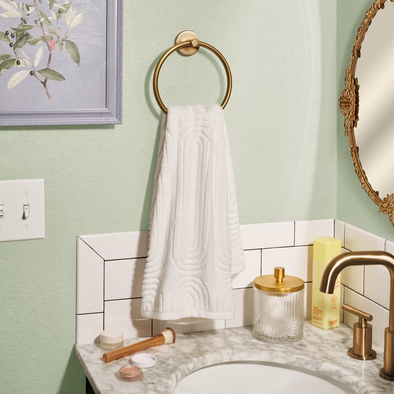 Off White Textured Hand Towel - 100% Cotton, 28x16 Inches - Beautiful by Drew Barrymore