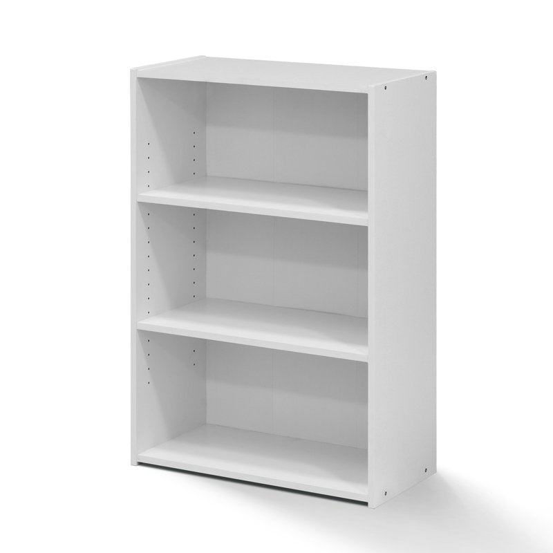 Contemporary 3-Shelf Bookcase in Soft White - Space Saving Design