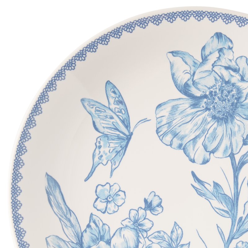 Stoneware Appetizer Plates Set of 6 - Blue Floral Design