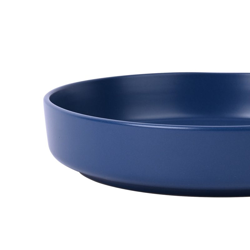 Matte Blue Stoneware Dinner Bowl - Durable & Microwave Safe