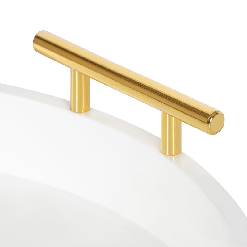 Modern Round Decorative Tray - 18" Diameter, White & Gold