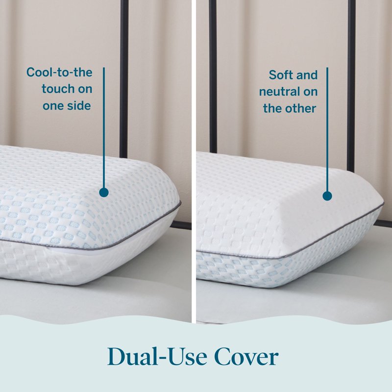 Lucid Cooling Charcoal Gel Memory Foam Pillow - Queen, Traditional