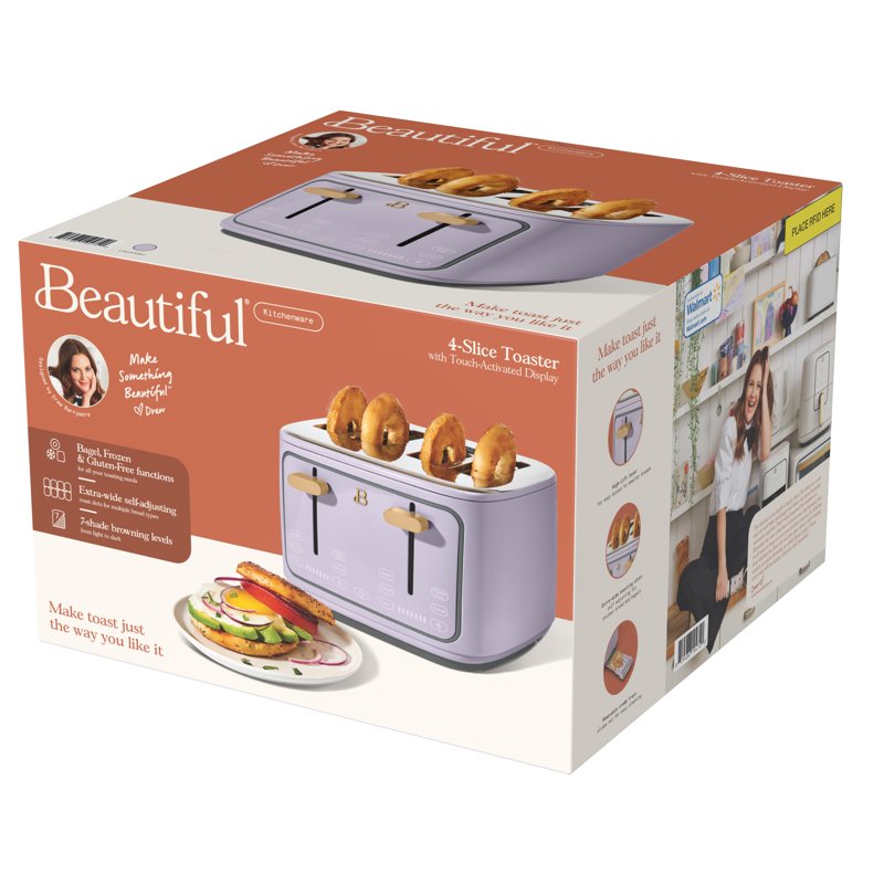 4-Slice Toaster with Touch-Activated Display - Lavender
