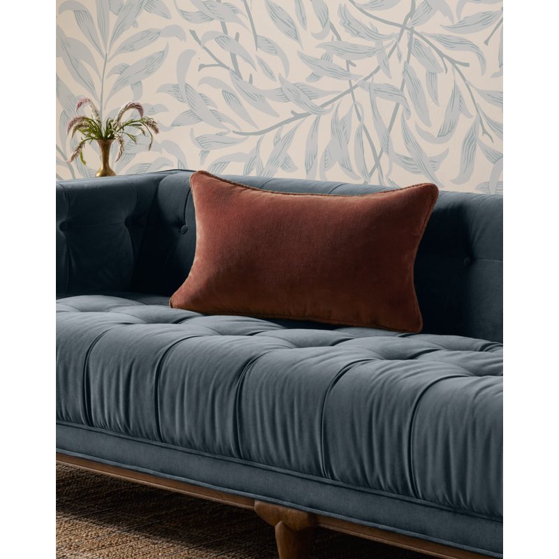Cinnamon Decorative Pillow Cover 22x22 Inches - Dusky Blue Velvet Throw Pillow