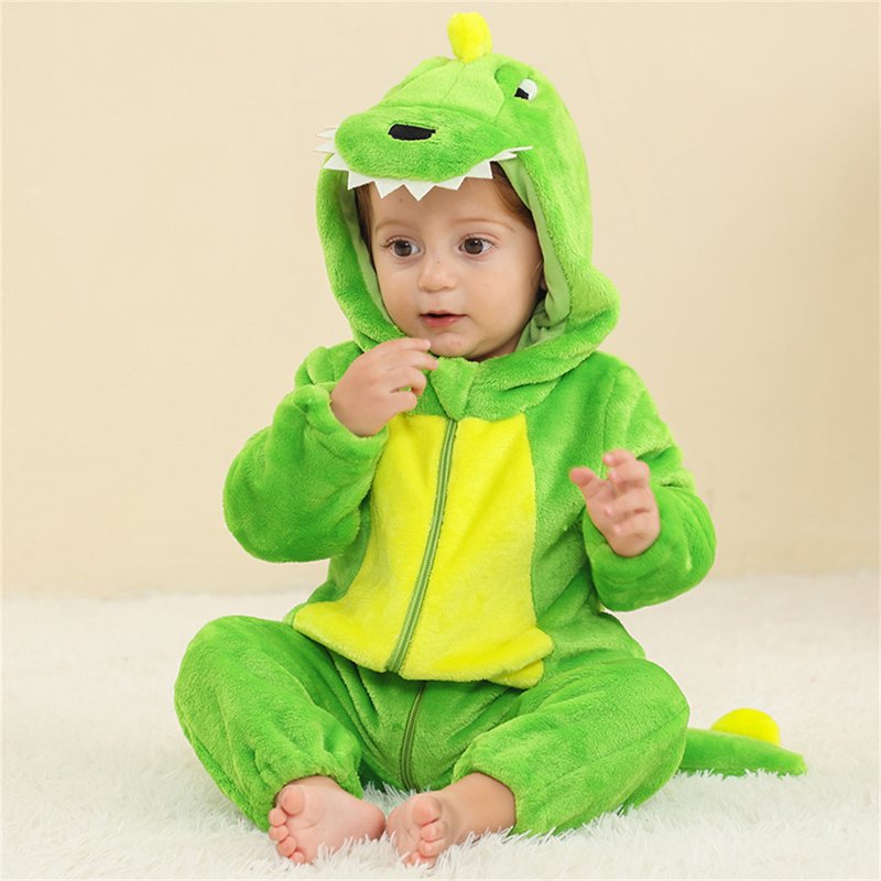 Infant Dinosaur Costume - Green Baby Romper for 6-12 Months Winter Dress Up