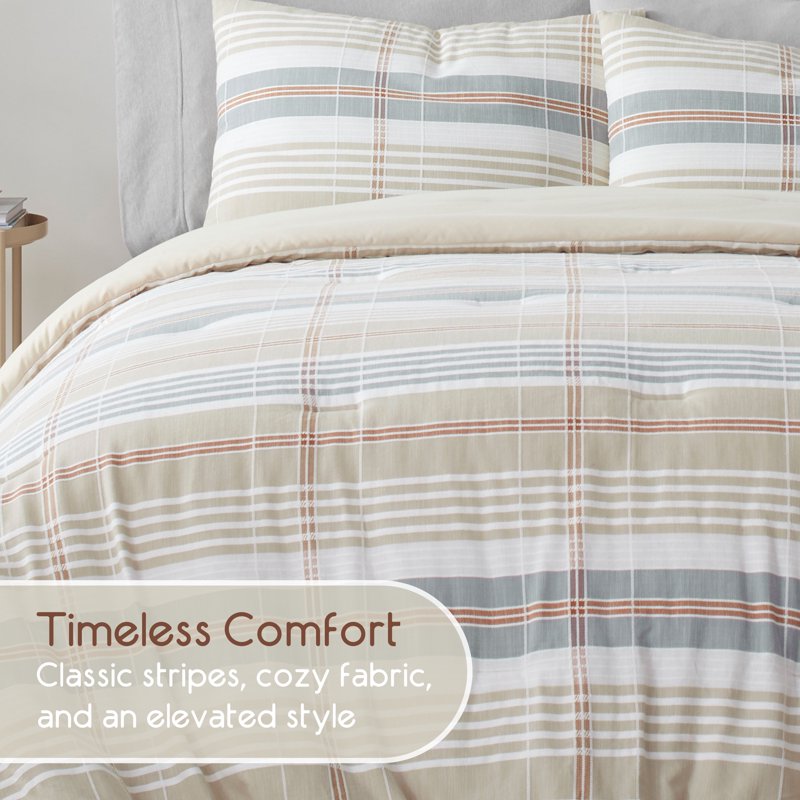 Queen Vellux Oslo Cotton Comforter Set - Taupe Down Alternative Bedding - Full/Queen