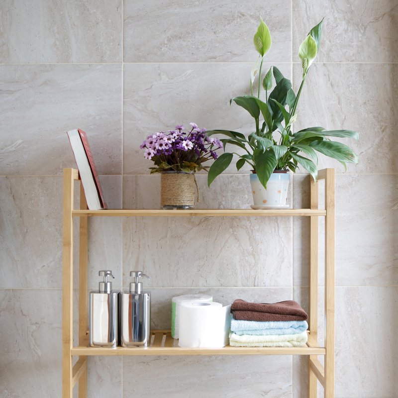 64-In Freestanding Over-the-Toilet Shelf Unit - Bamboo Bathroom Storage