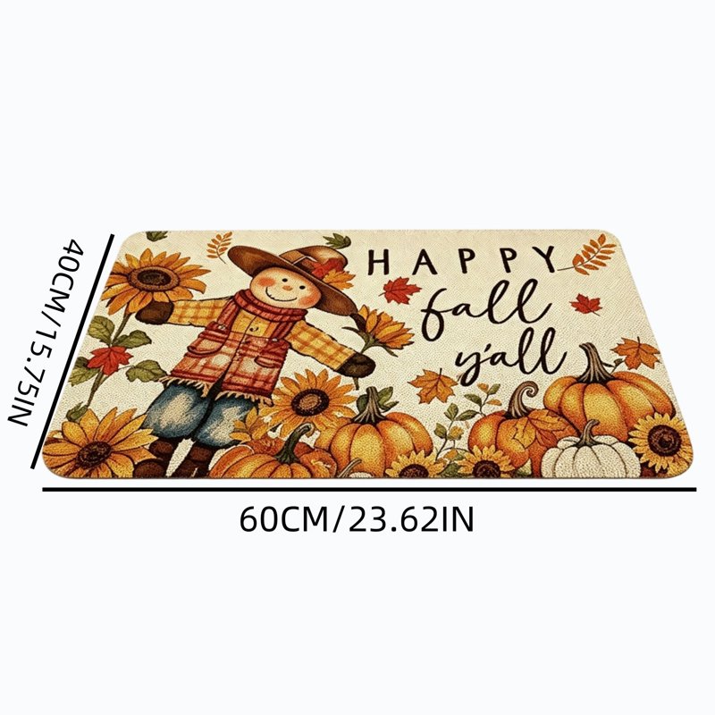 Thanksgiving Harvest Doormat with Scarecrow - Fall Front Door Decor - 15.8 x 23.6 Inch (Z)