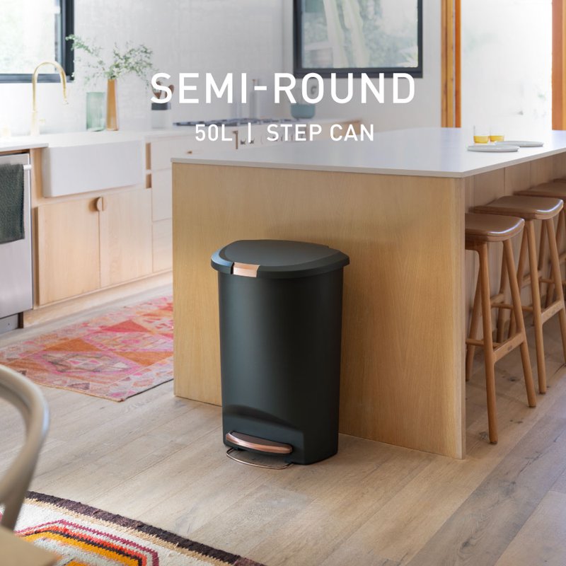 13 Gallon Plastic Step Trash Can with Secure Slide Lock Lid - Green